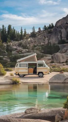 vanlife vintage en bivouac